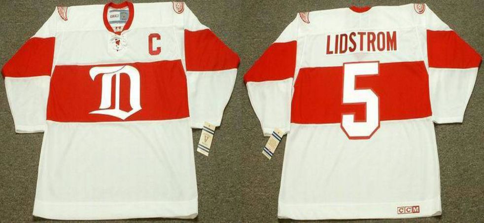 2019 Men Detroit Red Wings 5 Lidstrom White CCM NHL jerseys